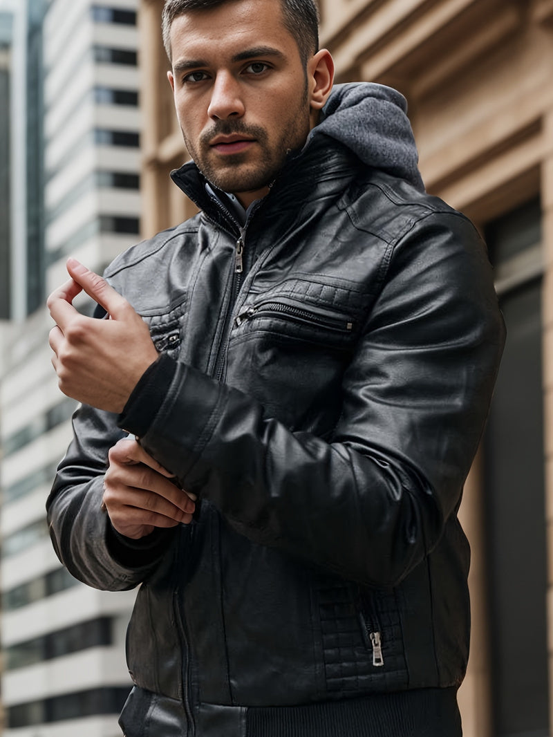 INVACHI Mens Leather Jacket