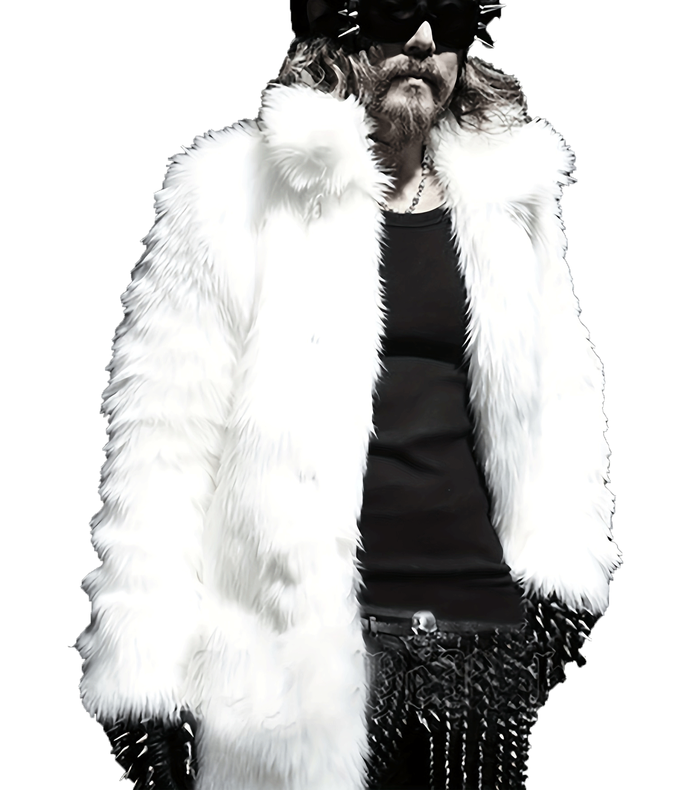 INVACHI Men's Vinatge Fur Coat