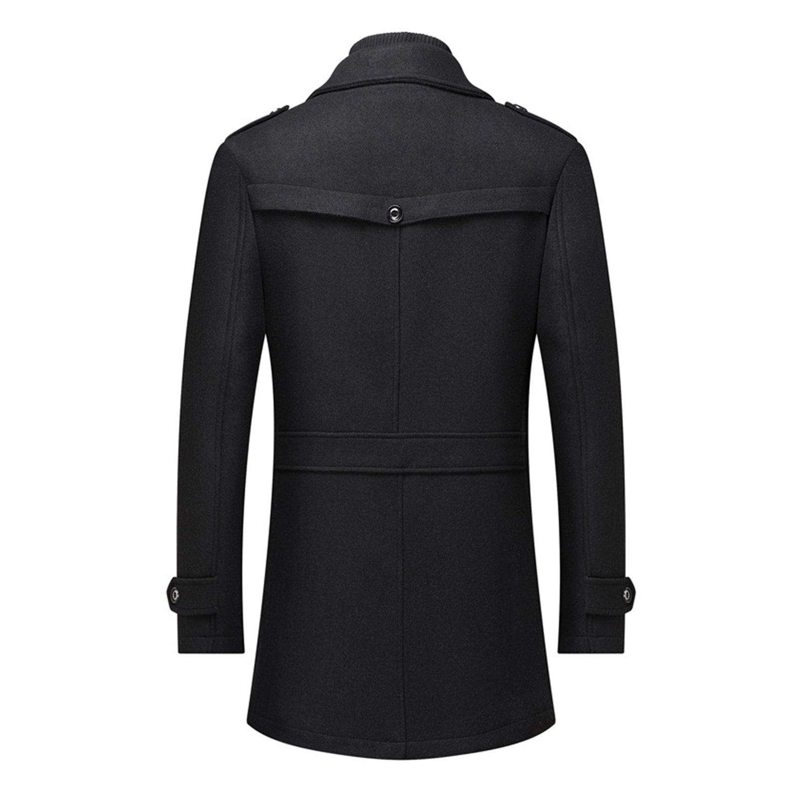 INVACHI Men's Wool Blend Coat Double Collar Trench Coat Single Breasted Overcoat for Autumn Winter