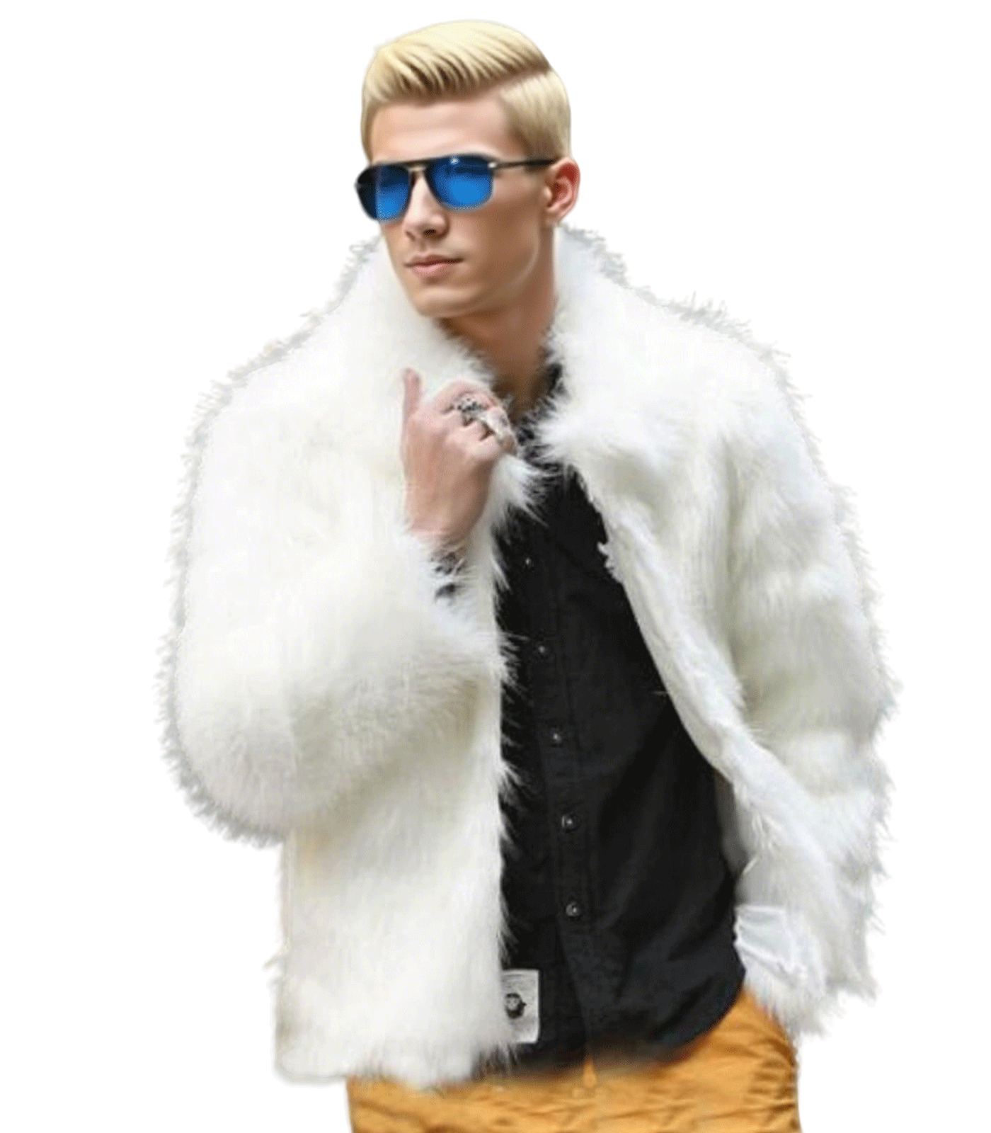 INVACHI Men's Short Faux Fur Coat