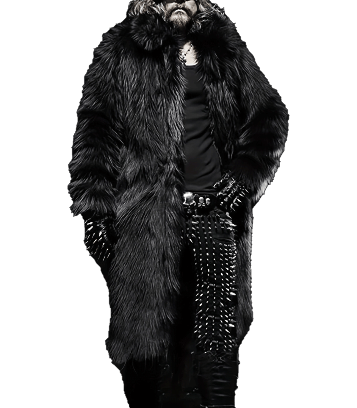 INVACHI Men's Vinatge Fur Coat