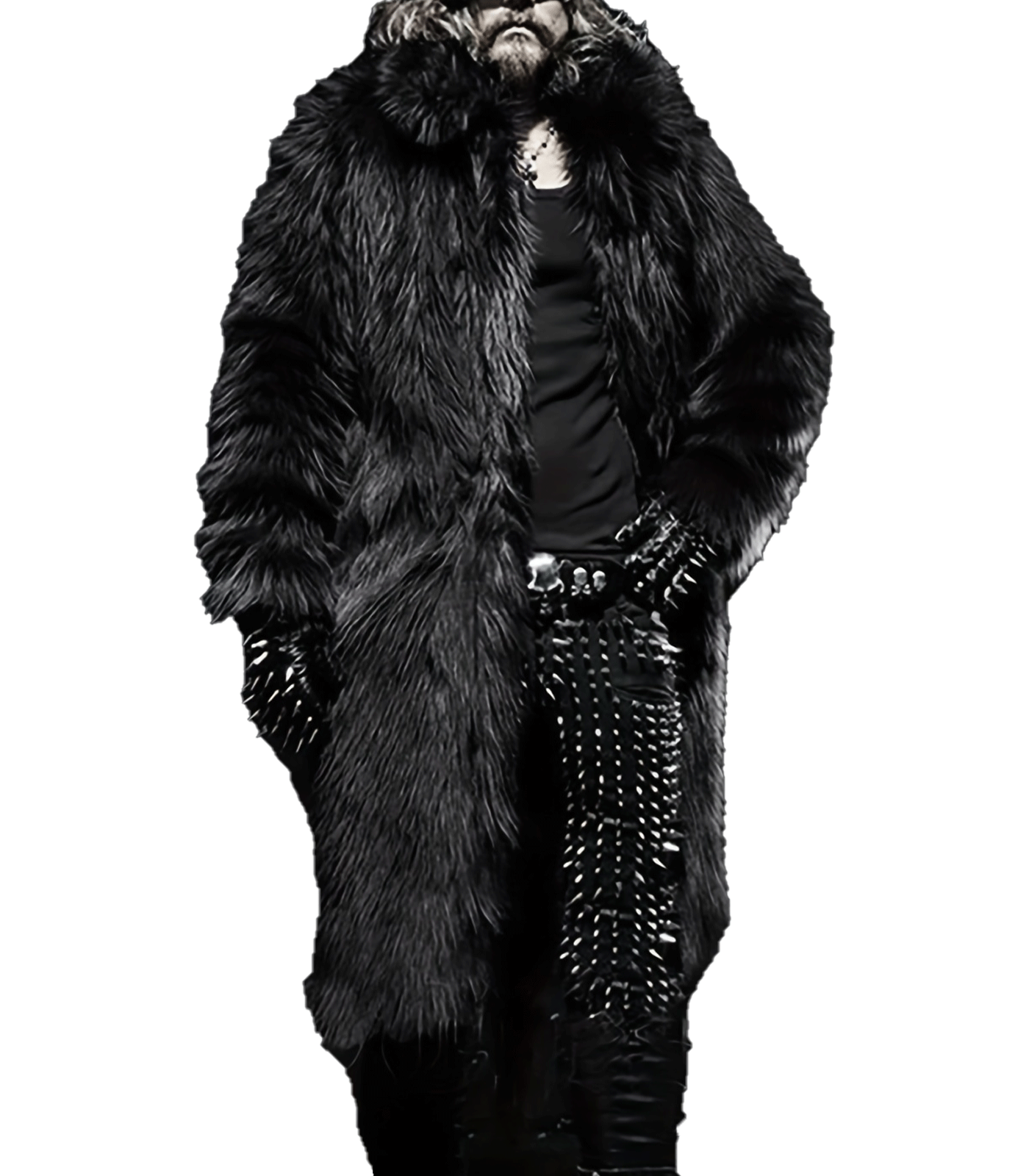 INVACHI Men's Vinatge Fur Coat