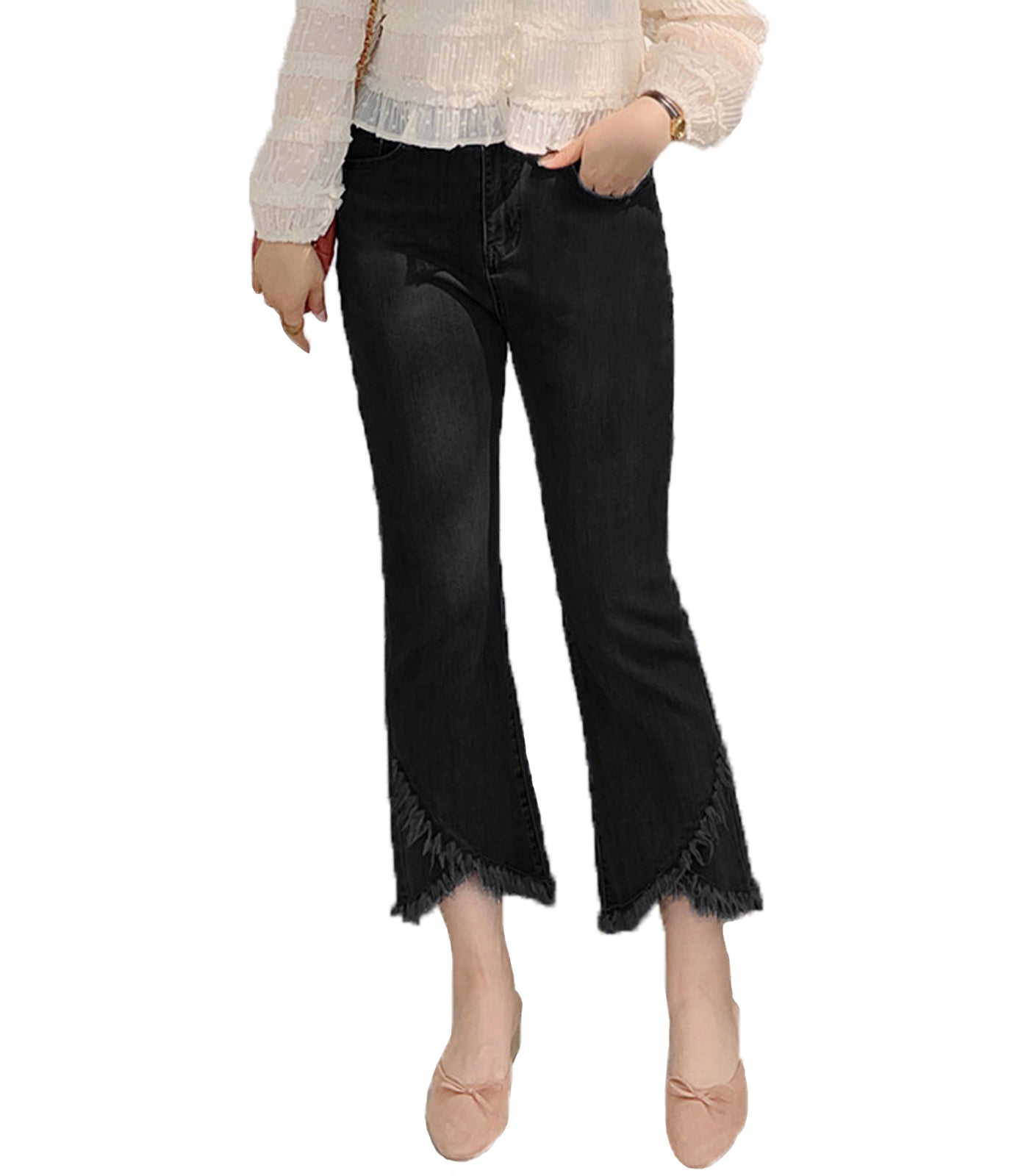 INVACHI Womens Fringe Jeans