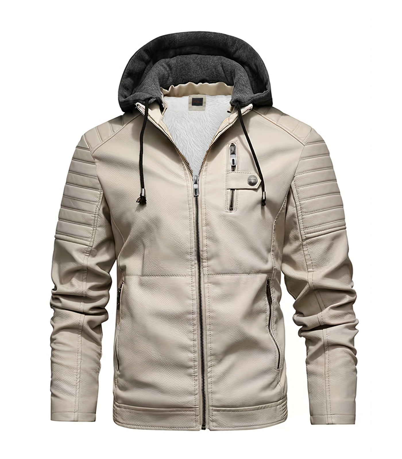 INVACHI Hooded Leather Jacket