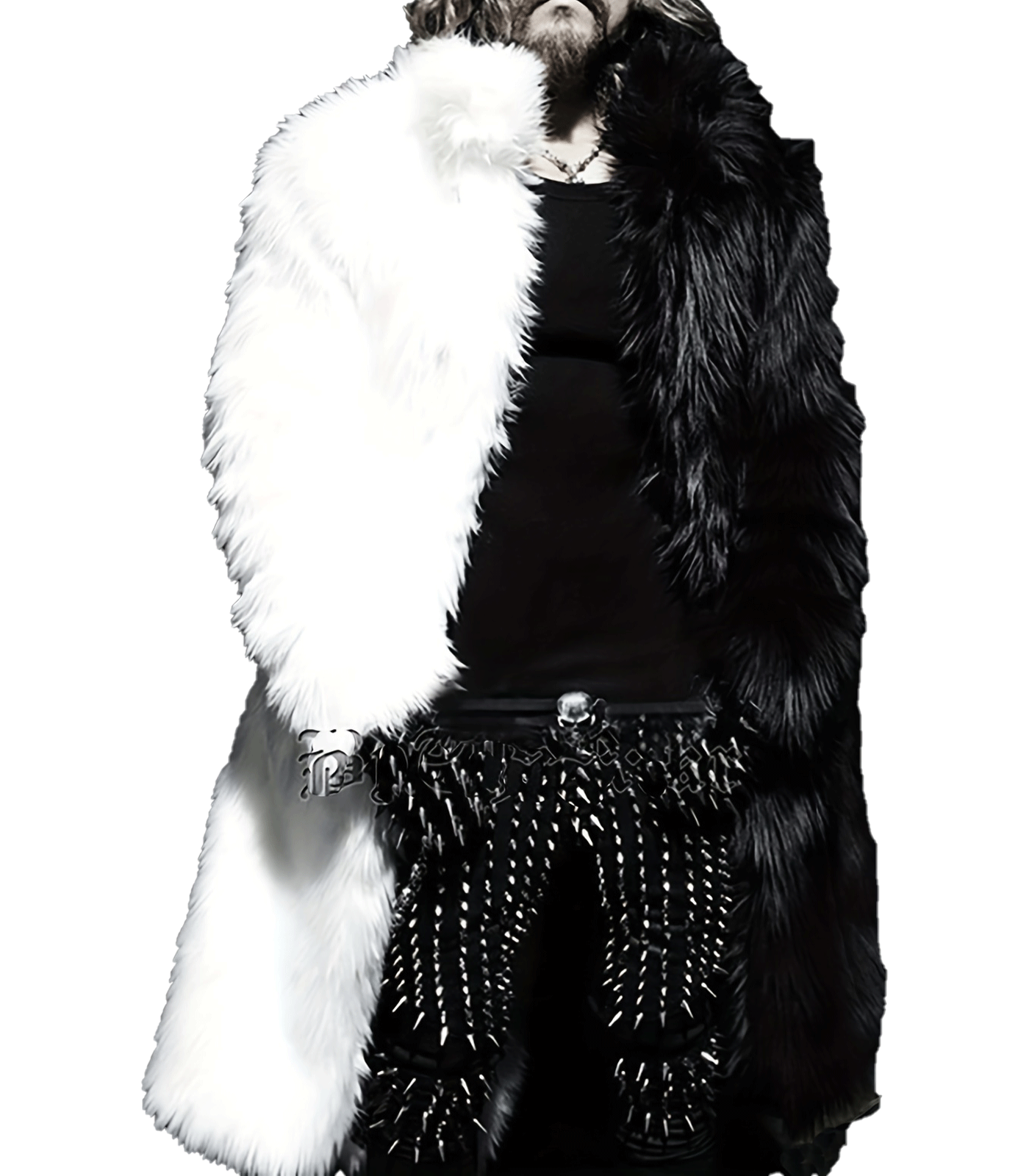 INVACHI Men's Vinatge Fur Coat