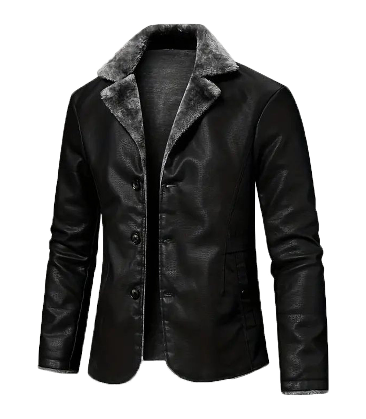INVACHI Mid-Length Leather Jacket