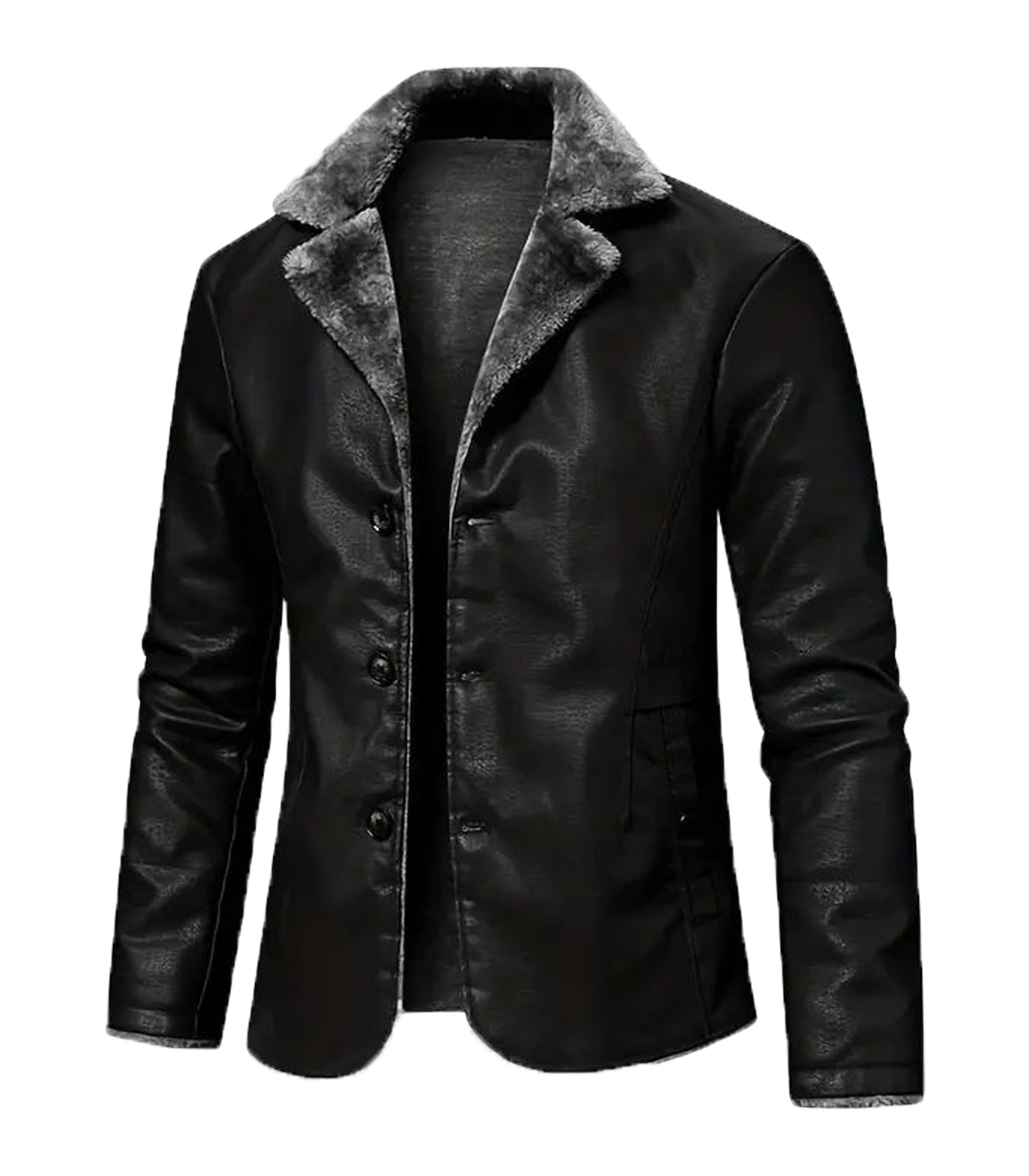 INVACHI Mid-Length Leather Jacket