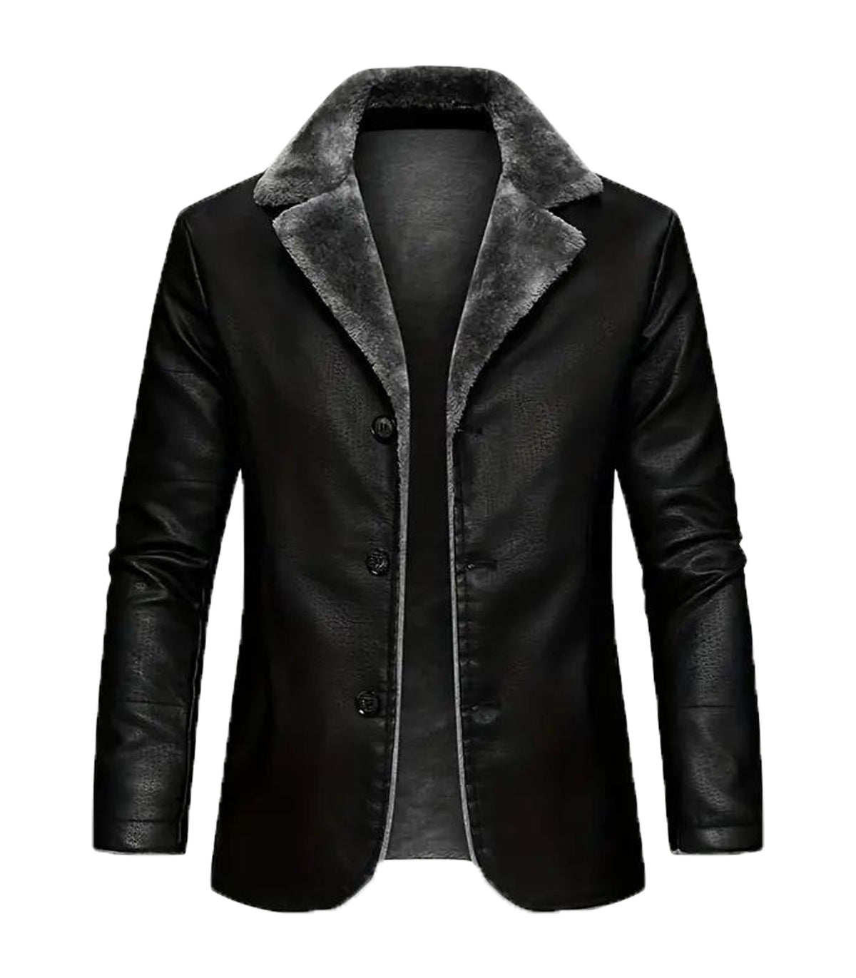 INVACHI Mid-Length Leather Jacket