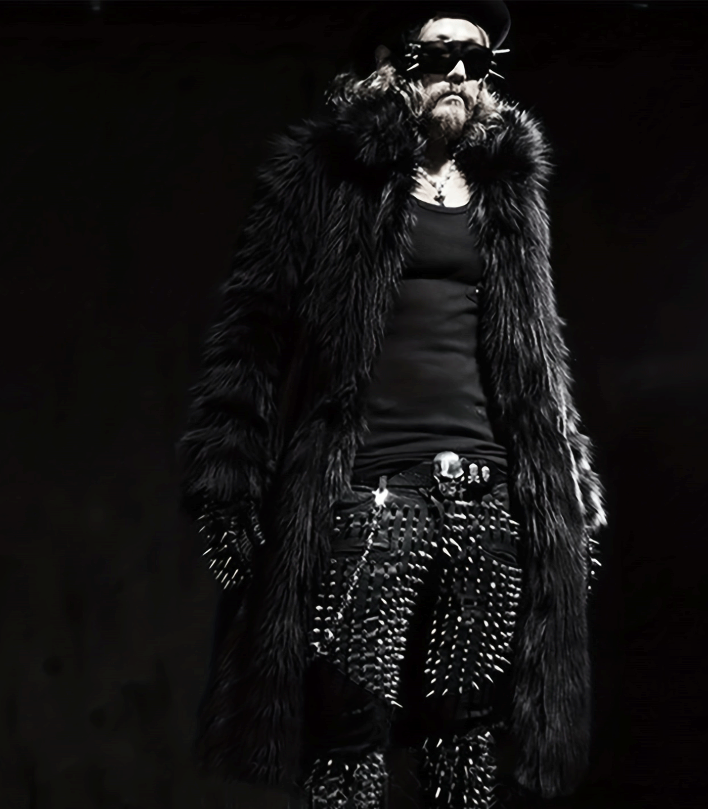 INVACHI Men's Vinatge Fur Coat