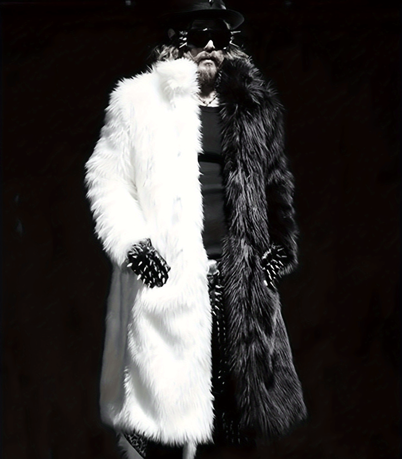 INVACHI Men's Vinatge Fur Coat
