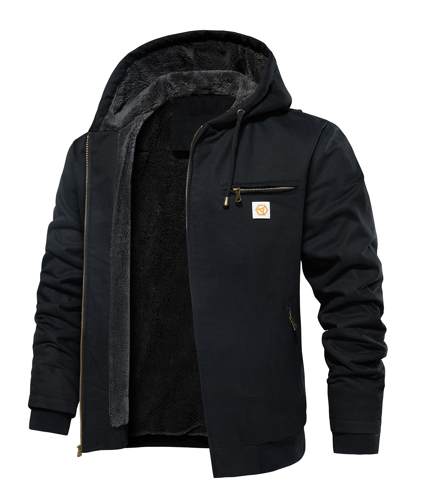 INVACHI Men's Hooded Sherpa Work Coat