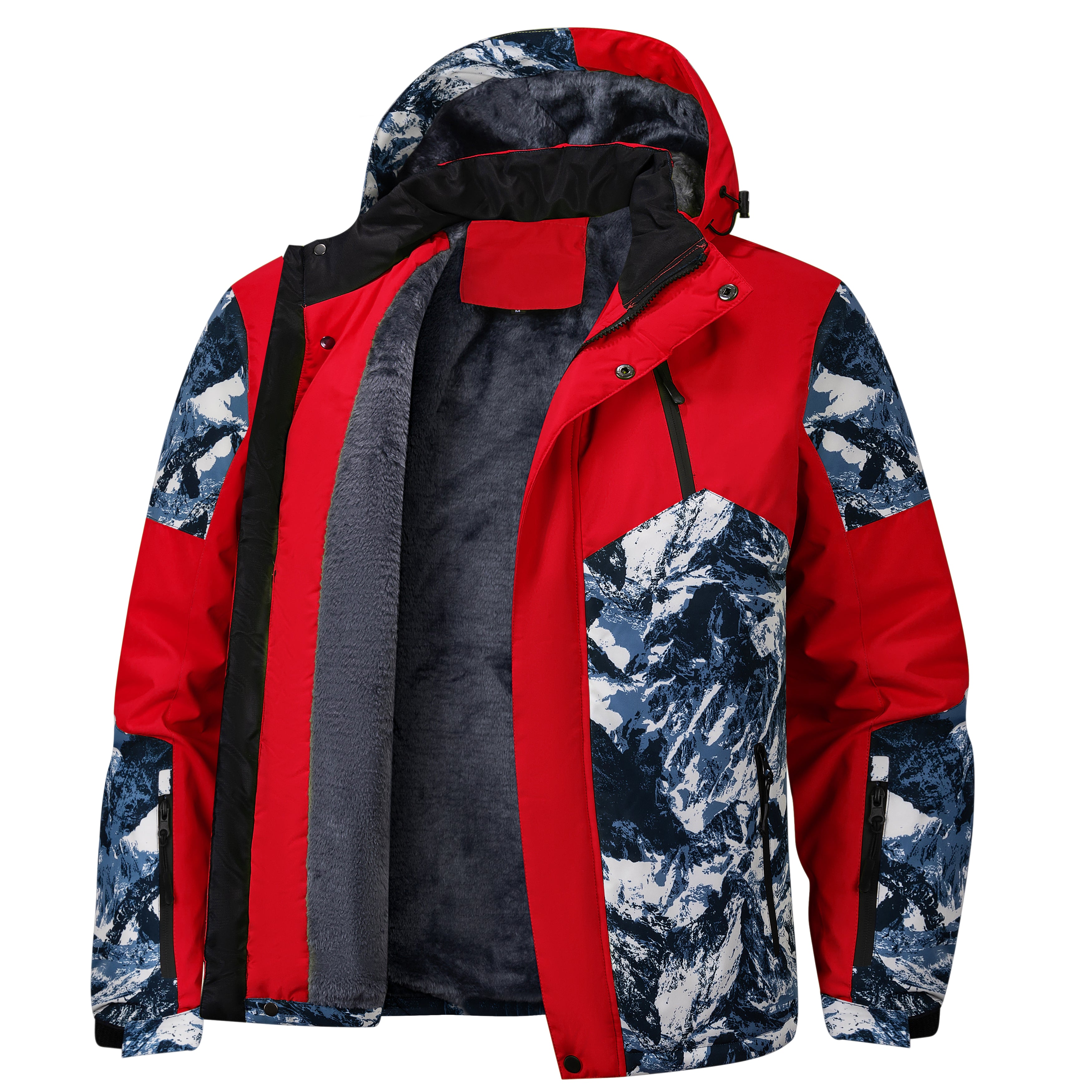 INVACHI Men's Fleece Lined Ski Jacket Water and Windproof Winter Coat