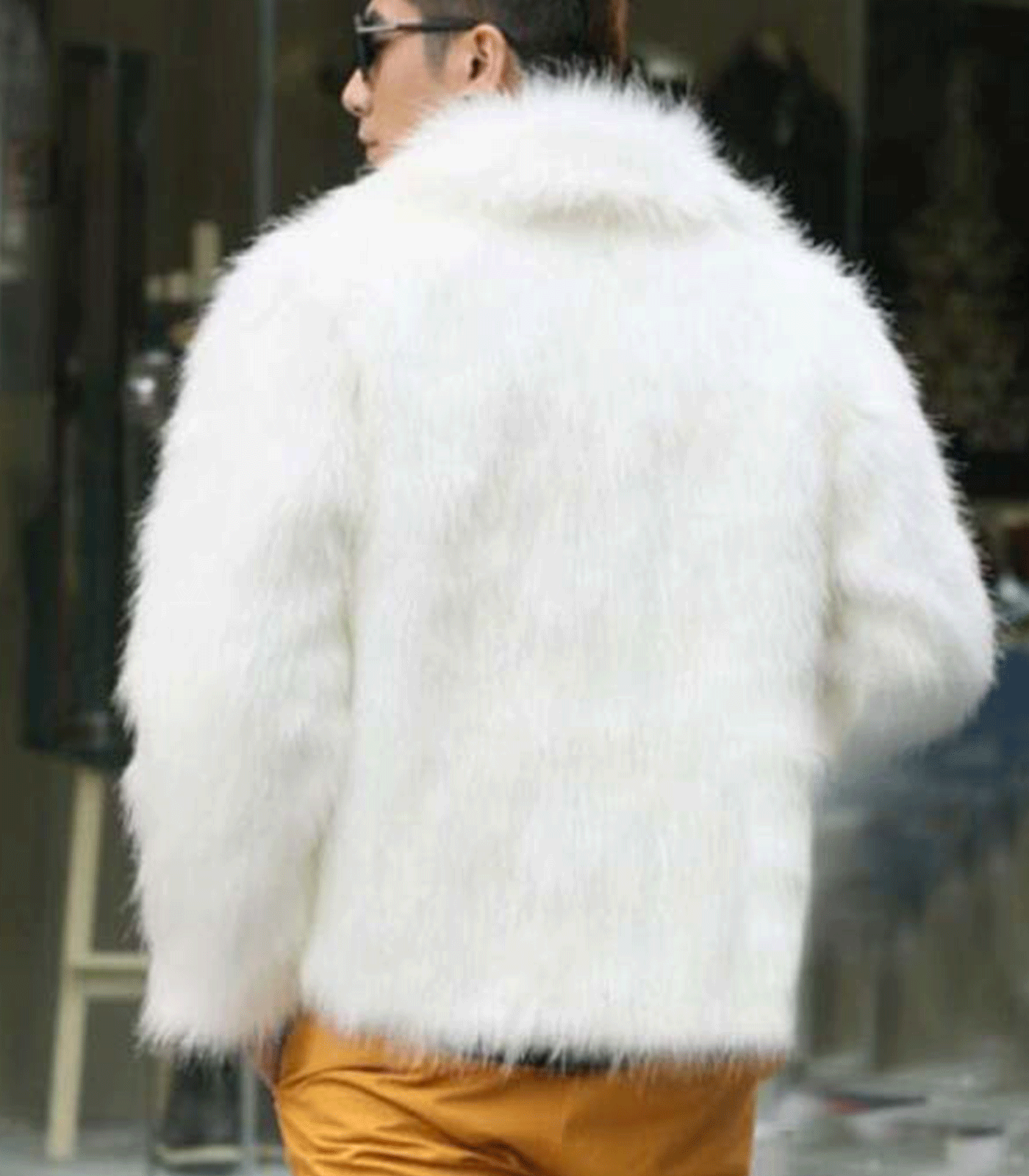 INVACHI Men's Short Faux Fur Coat