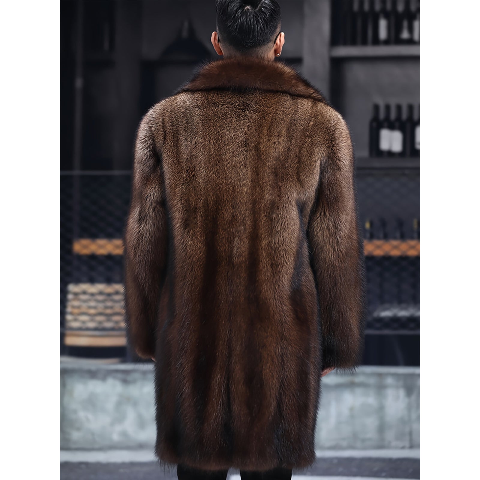 INVACHI Mens Faux Fur Coat (shawl collar)