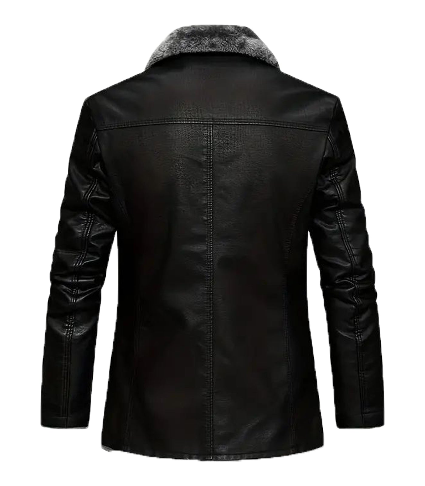 INVACHI Mid-Length Leather Jacket