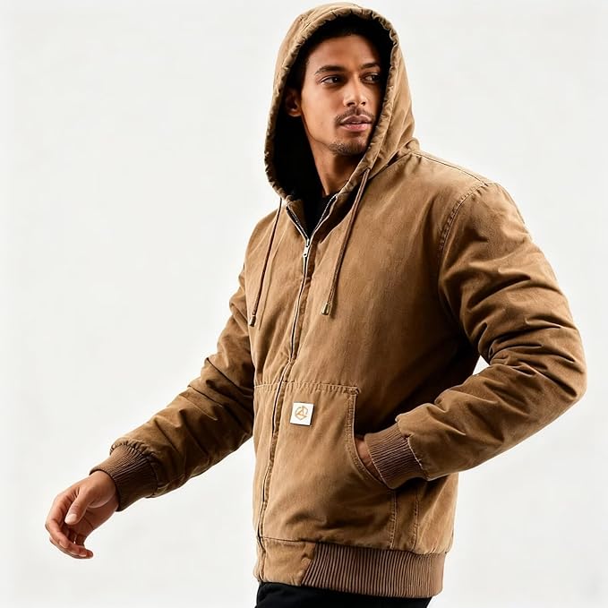 INVACHI Men's Warm Cotton Work Coat