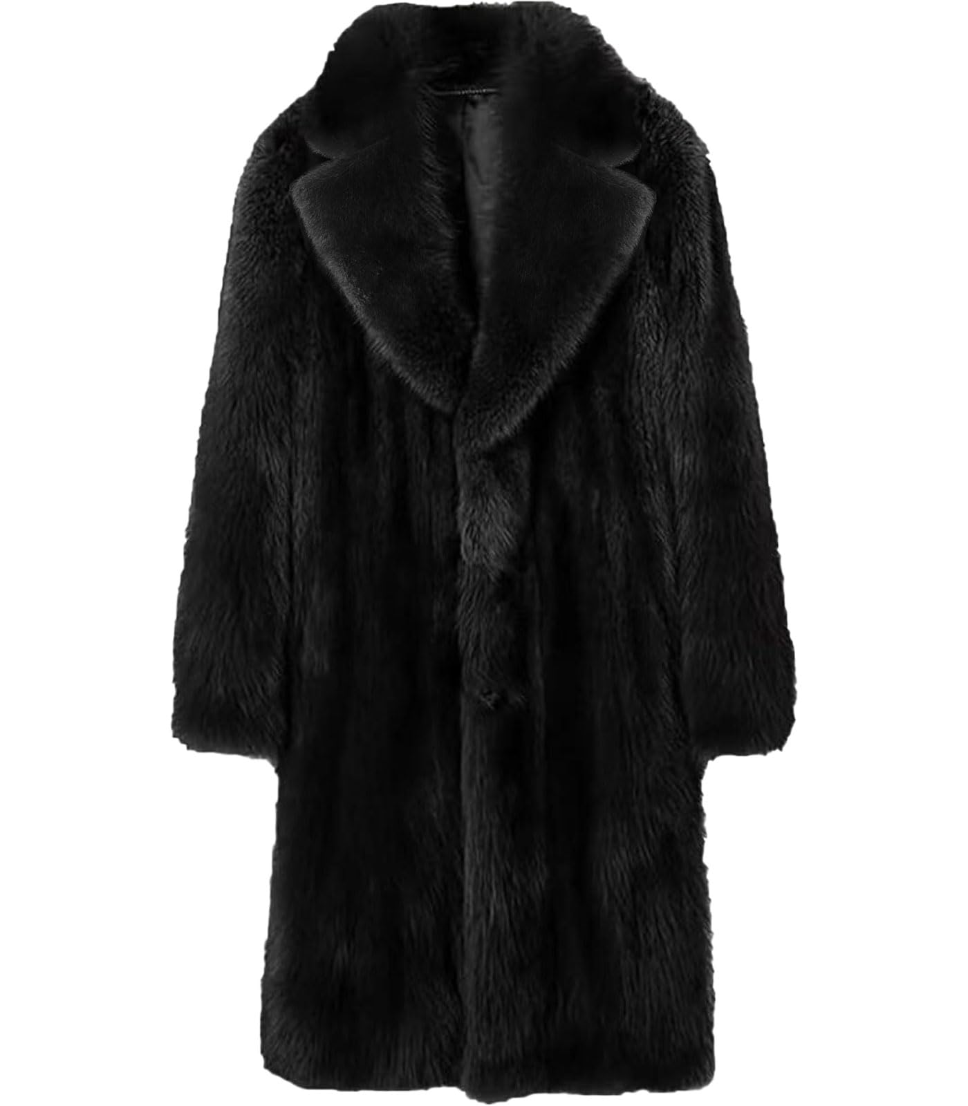 INVACHI Mens Faux Fur Coat (Notch Lapel)