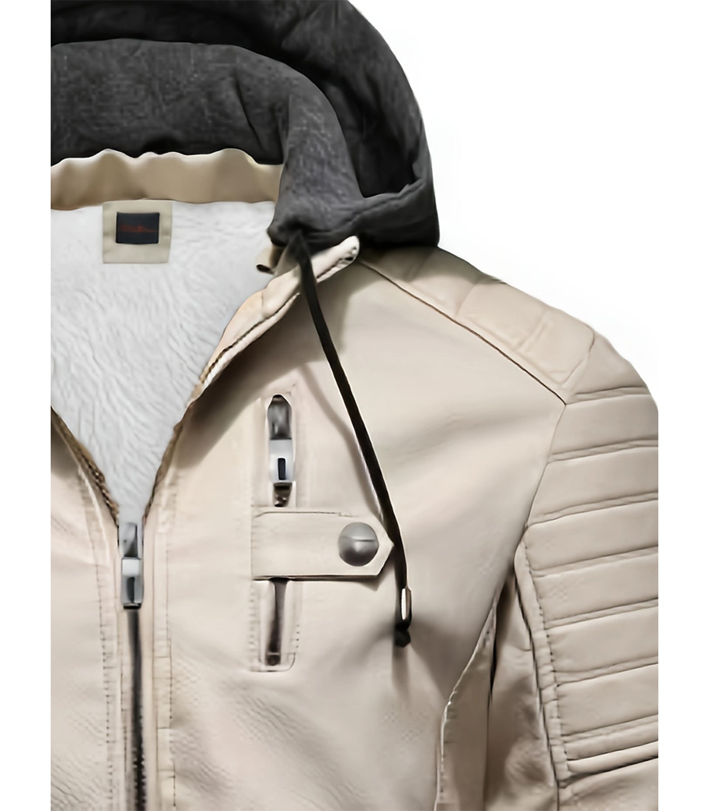 INVACHI Hooded Leather Jacket