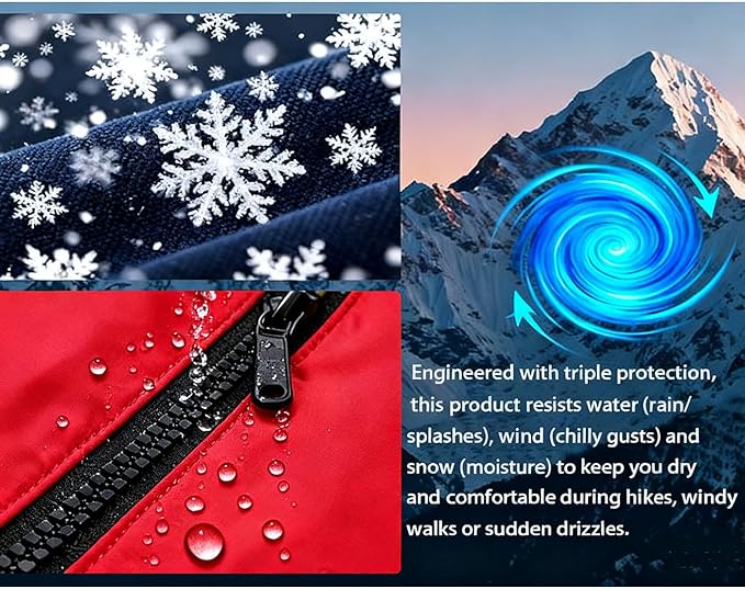 INVACHI Men's Fleece Lined Ski Jacket Water and Windproof Winter Coat