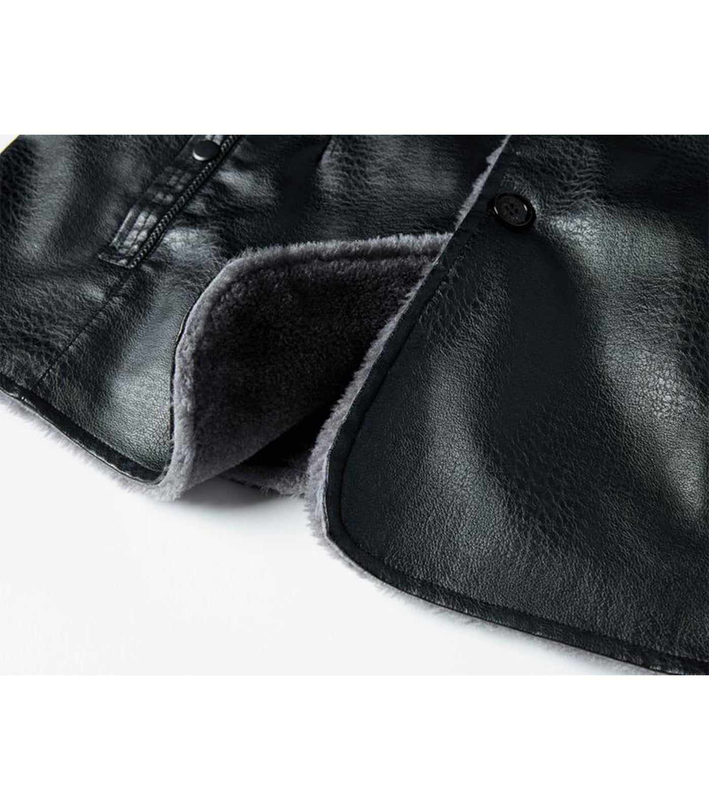 INVACHI Mid-Length Leather Jacket