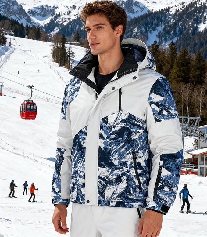 INVACHI Men's Fleece Lined Ski Jacket Water and Windproof Winter Coat