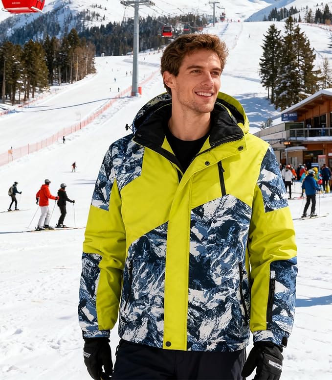 INVACHI Men's Fleece Lined Ski Jacket Water and Windproof Winter Coat