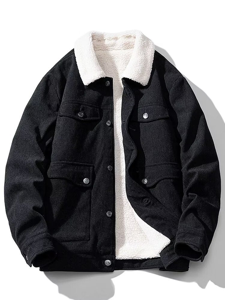 Fleece-lined Thick Fashion Sheep Corduroy Coat