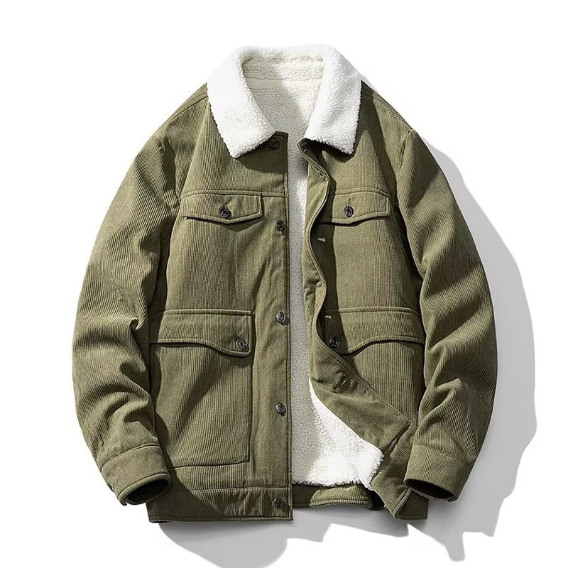 Fleece-lined Thick Fashion Sheep Corduroy Coat