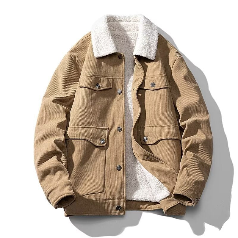 Fleece-lined Thick Fashion Sheep Corduroy Coat