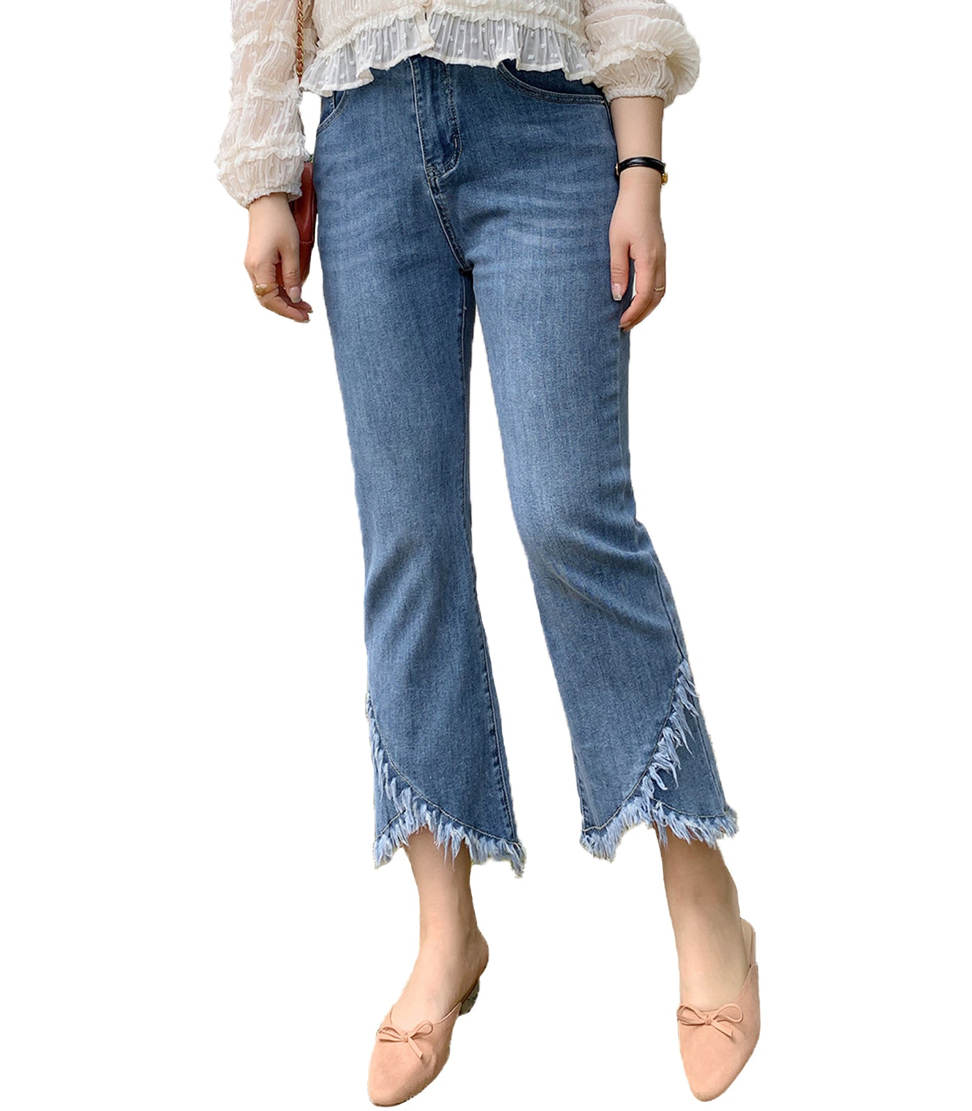 INVACHI Womens Fringe Jeans