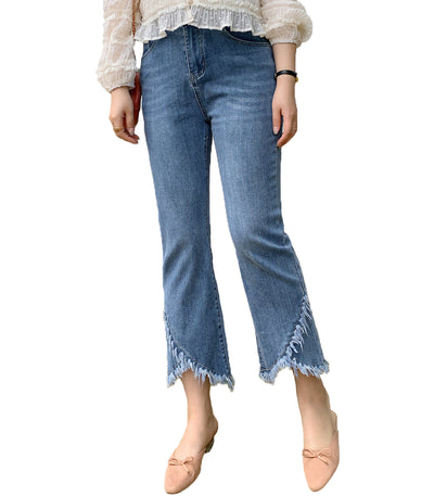 INVACHI Womens Fringe Jeans